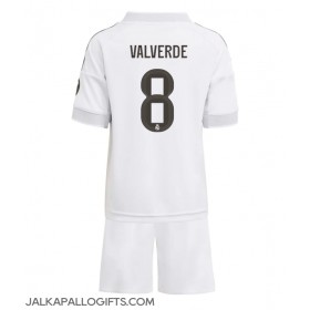 Real Madrid Federico Valverde #8 Koti Peliasu Lasten 2025-26 Lyhythihainen (+ Lyhyet housut)